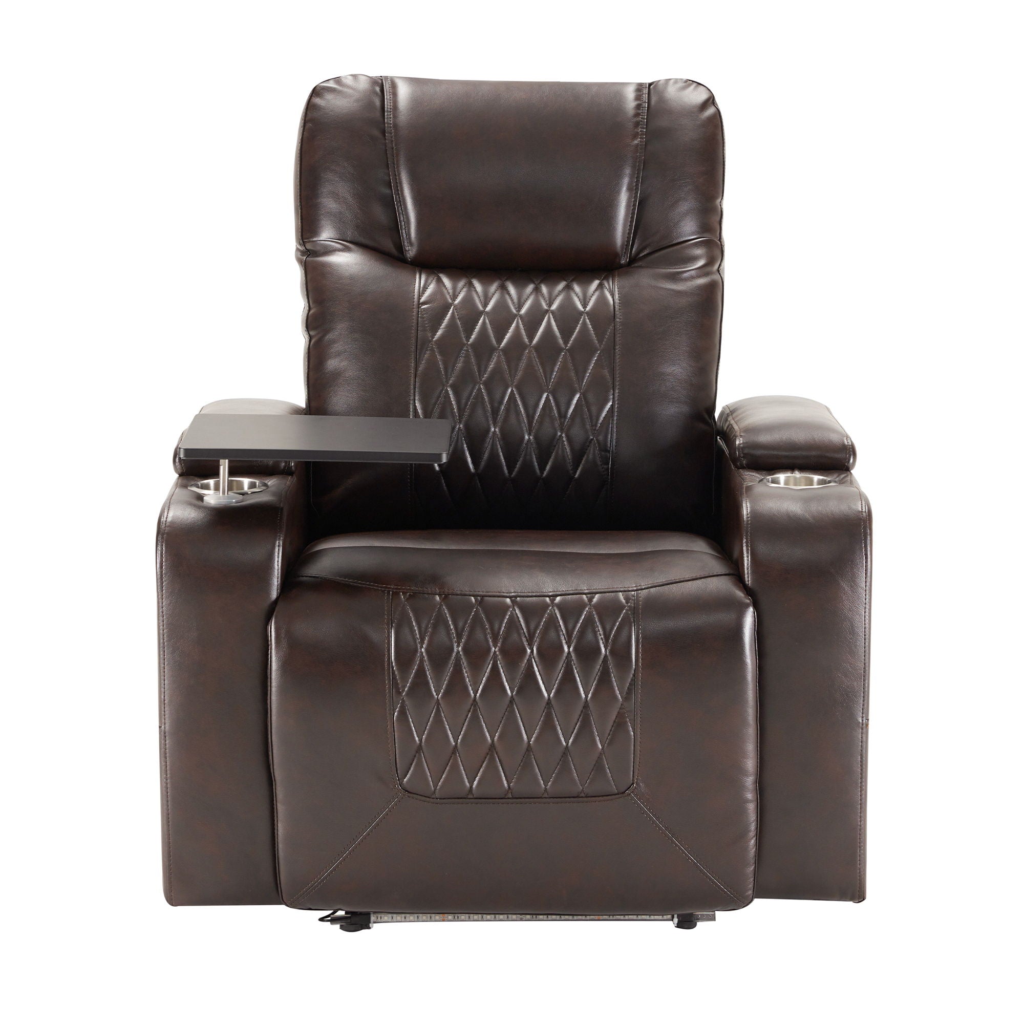 Power Motion Recliner With USB Charging Port And Hidden Arm Storage 2 Convenient Cup Holders Design And 360 Degree Swivel Tray Table