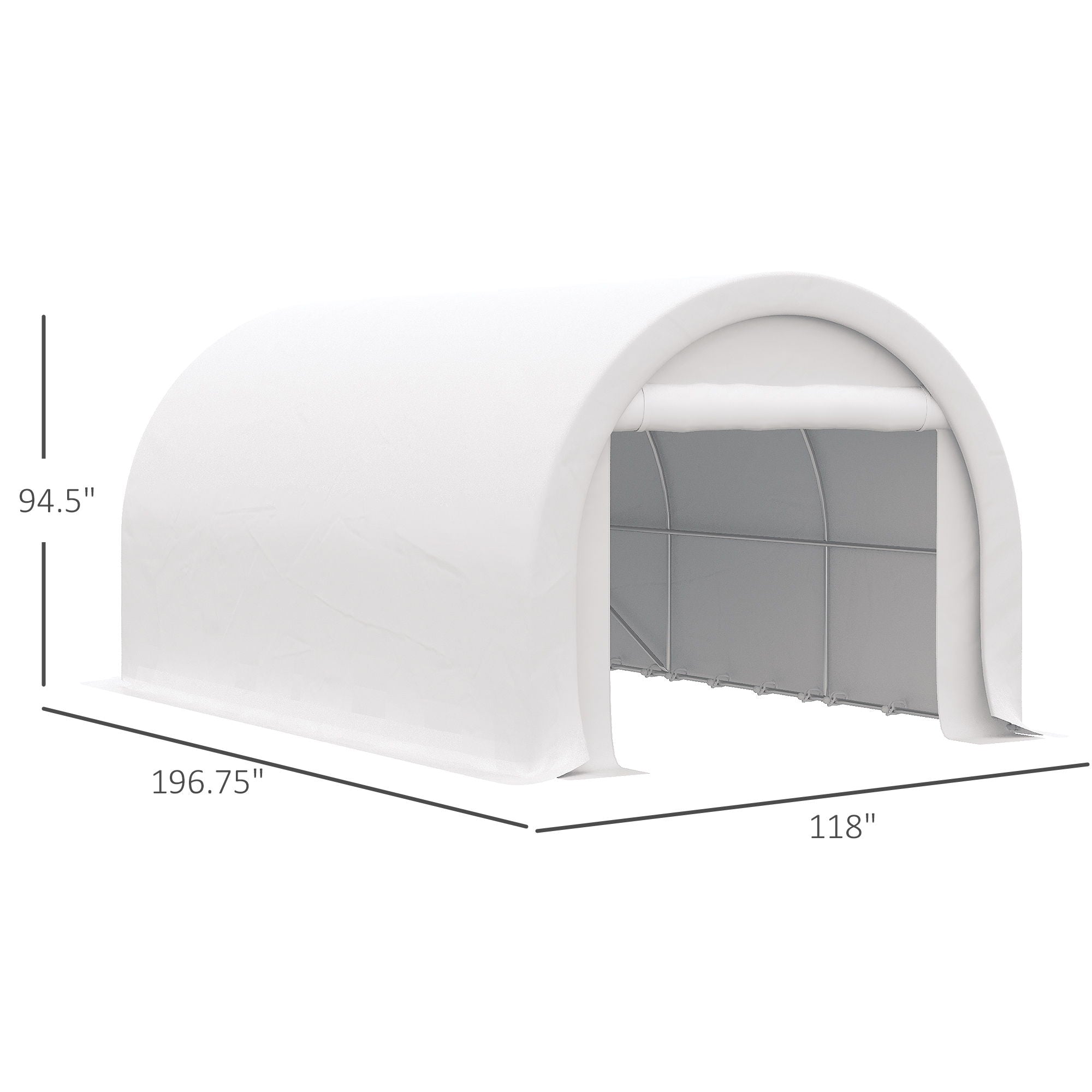 Outsunny - 10' x 16' Carport, Heavy Duty Portable Garage Storage Tent With Large Zippered Door, Anti-Uv Pe Canopy Cover For Car, Truck, Boat, Motorcycle, Bike, Garden Tools, Outdoor Work