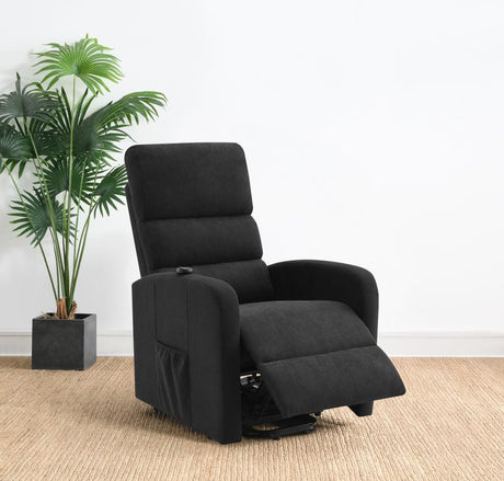 Amsdell - Upholstered Power Lift Recliner With Remote - Black by Coaster Fine Furniture | Bel Furniture