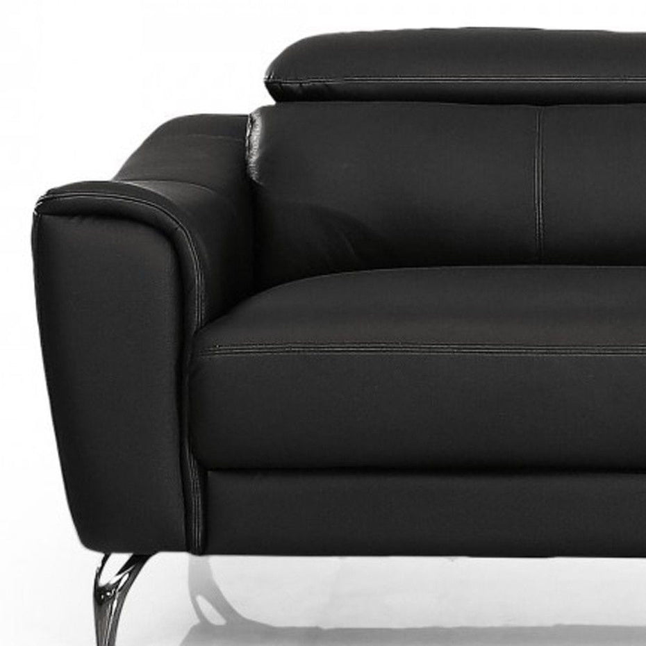 Urban Leather Adjustable Headrest Sofa - Black