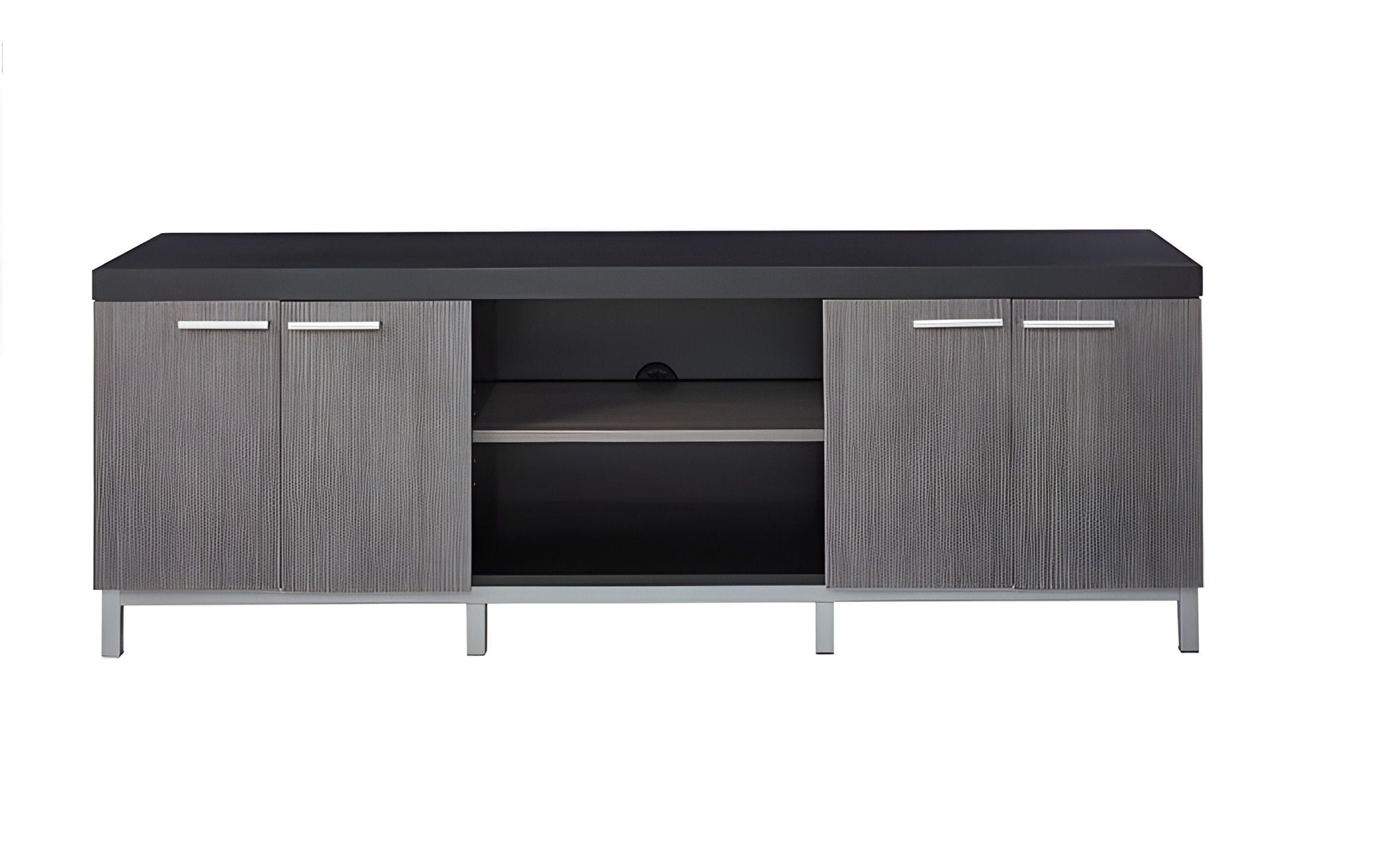 Cabinet Enclosed, Storage TV Stand - Black / Gray