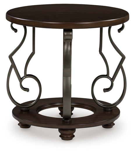 Frallyn - Dark Brown - Round End Table by Signature Design by Ashley® | Bel Furniture