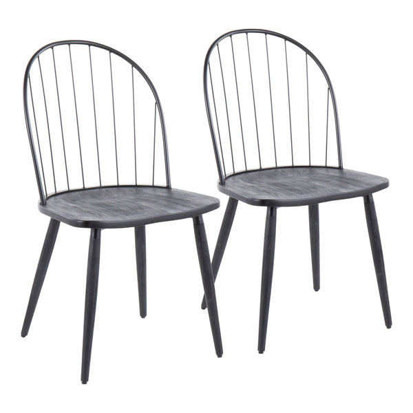 Riley - Industrial High Back Armless Chair (Set of 2) - Black