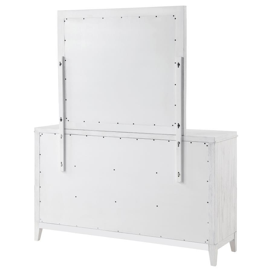 Marielle - 6-Drawer Dresser With Mirror - Distressed White