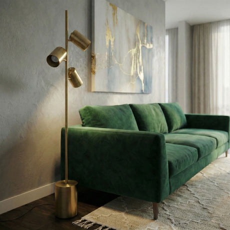 Harmony - Floor Lamp With Rotary Switch Triple Spots Block Base - Gold - view 2