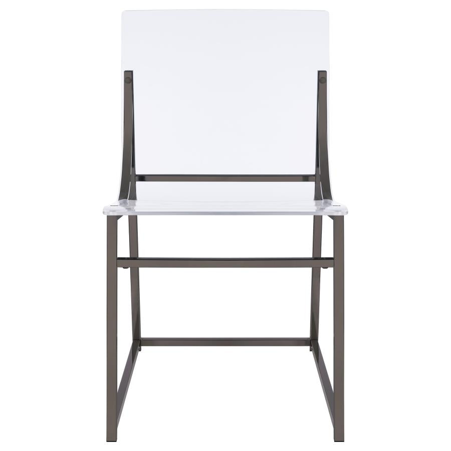 Jillian - 5 Piece Round Mirror Top Dining Set - Black Nickel