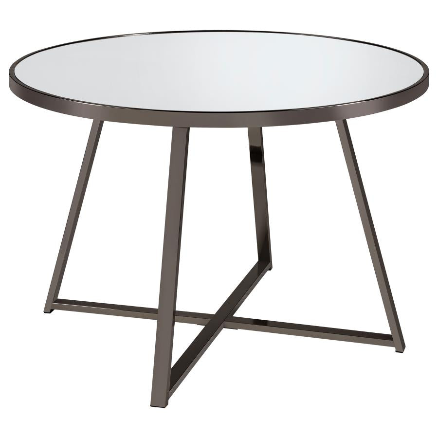 Jillian Round Mirror Top Dining Table Black Nickel