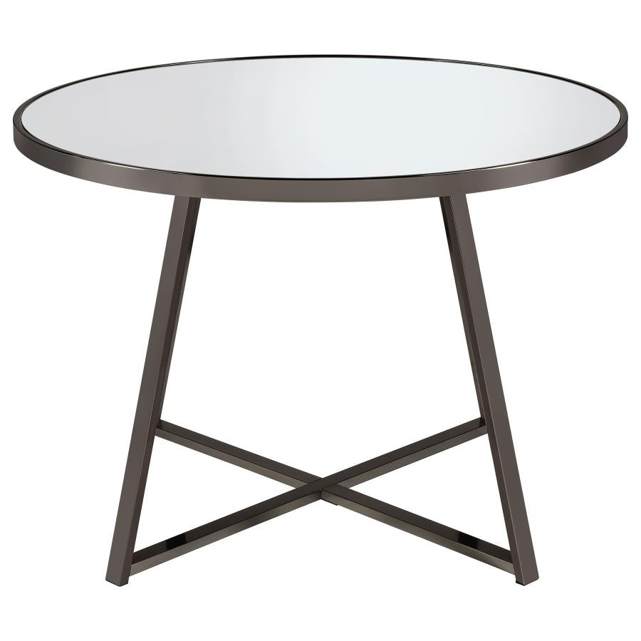Jillian - Round Mirror Top Dining Table - Black Nickel