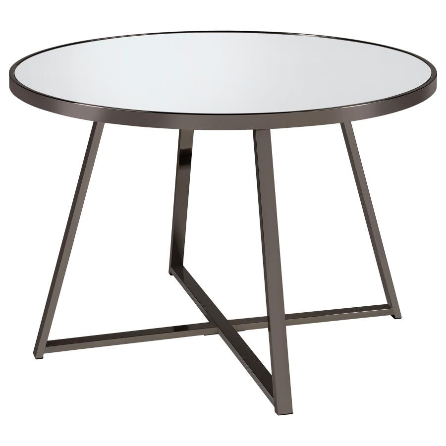 Jillian - Round Mirror Top Dining Table - Black Nickel