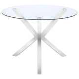 Vance - Round Glass Top Asterisk Dining Table - Chrome