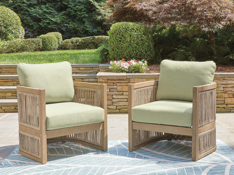 Serena Shores - Lounge Chair With Cushion (Set of 2) - Beige / Green - view 3