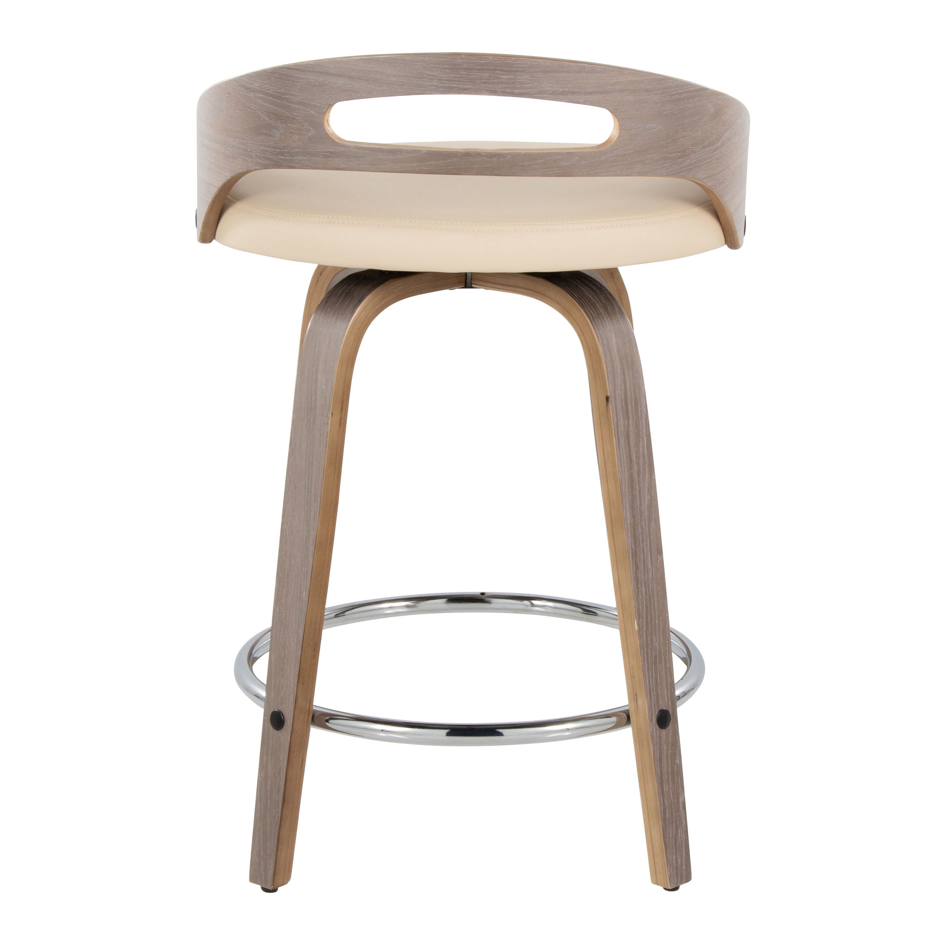 Cassis - Mid Century Modern Fixed Height Counter Stool With Swivel With Round Footrest (Set of 2)