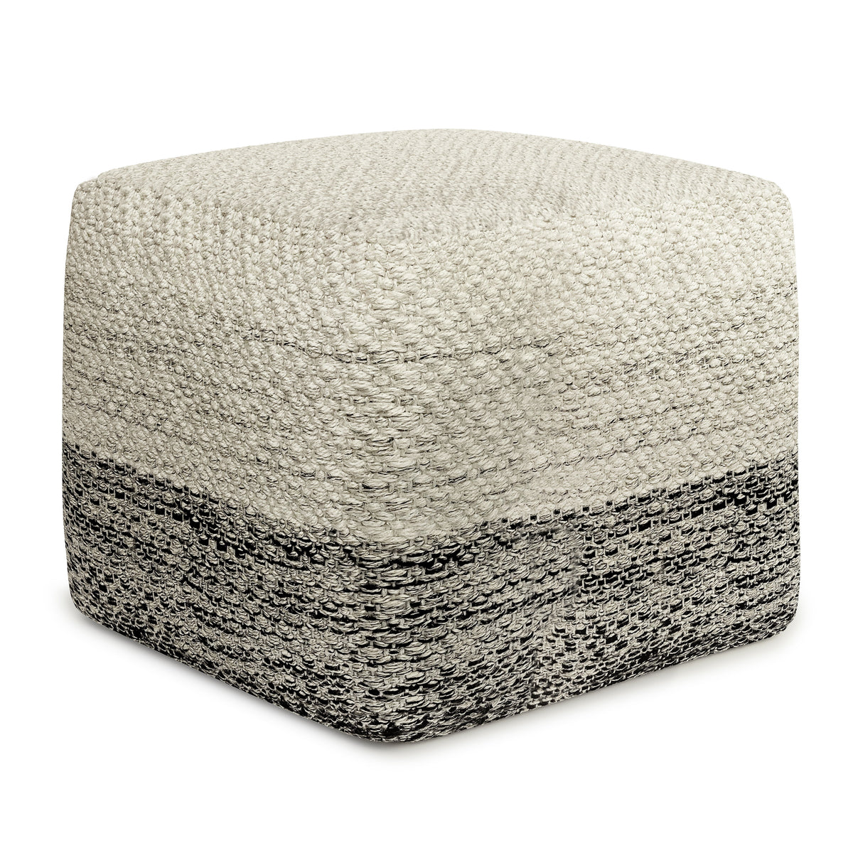 Macie - Square Woven Outdoor / Indoor Pouf - Gray / White by Simpli-Home | Bel Furniture