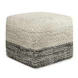 Macie - Square Woven Outdoor / Indoor Pouf - Gray / White by Simpli-Home | Bel Furniture