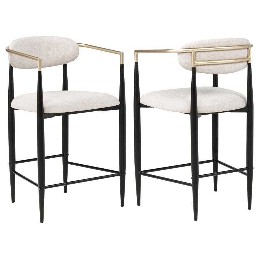 Tina Metal Counter Height Bar Stool With Upholstered Back And Seat (Set of 2)