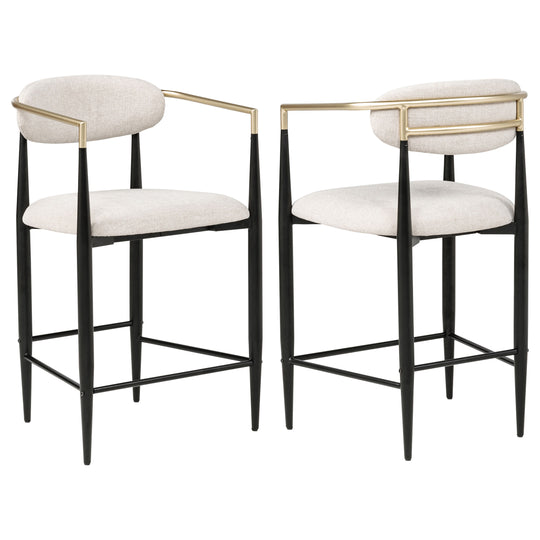 Tina - Metal Counter Height Bar Stool With Upholstered Back And Seat (Set of 2)