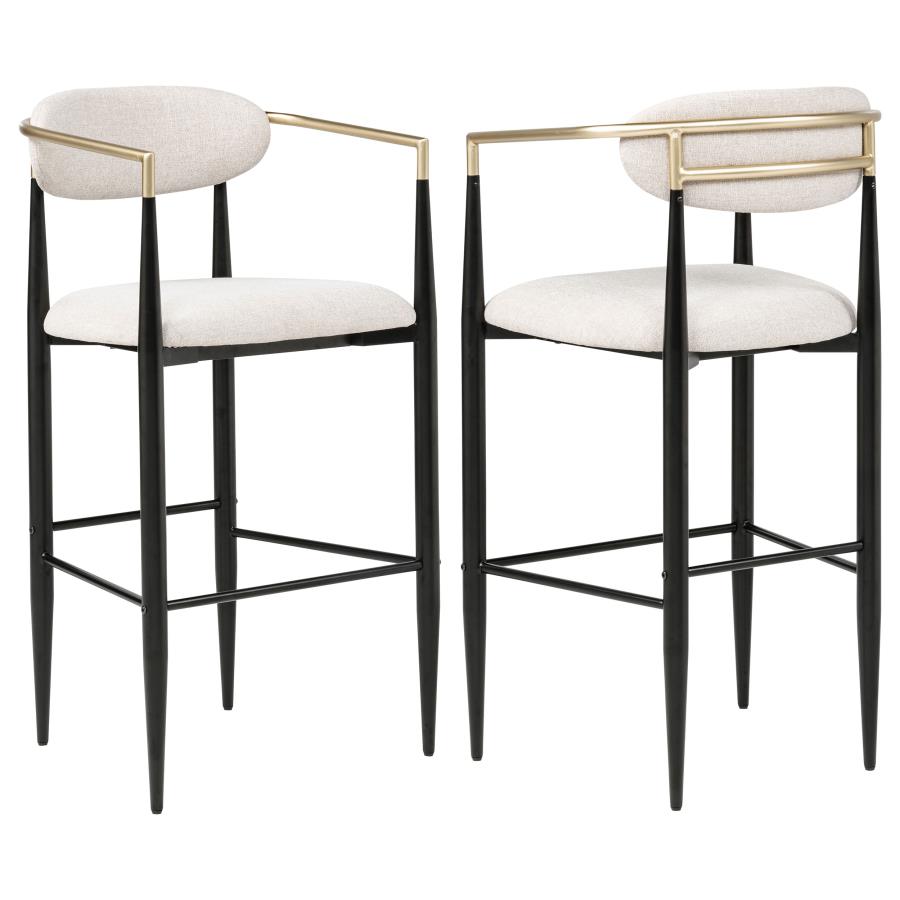 Tina - Metal Pub Height Bar Stool With Upholstered Back And Seat (Set of 2)