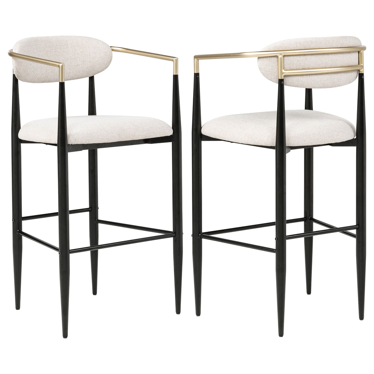 Tina - Metal Pub Height Bar Stool With Upholstered Back And Seat (Set of 2)