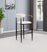 Tina - Metal Pub Height Bar Stool With Upholstered Back And Seat (Set of 2)