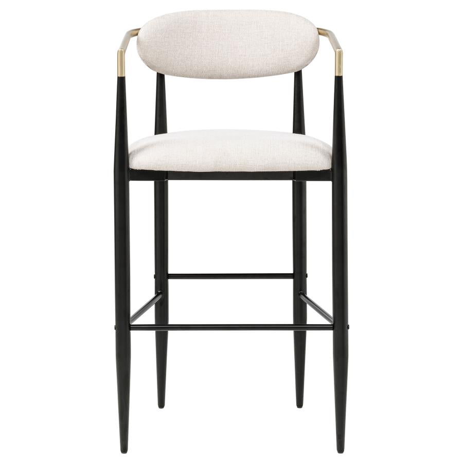 Tina - Metal Pub Height Bar Stool With Upholstered Back And Seat (Set of 2)