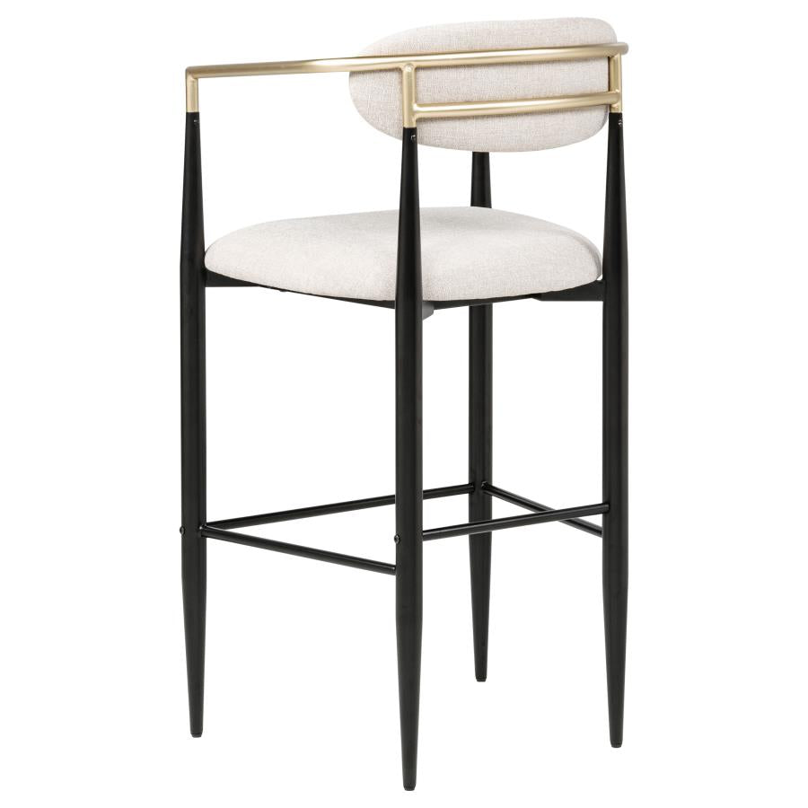 Tina - Metal Pub Height Bar Stool With Upholstered Back And Seat (Set of 2)