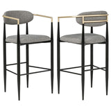Tina - Metal Pub Height Bar Stool With Upholstered Back And Seat (Set of 2)