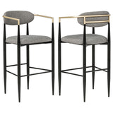 Tina - Metal Pub Height Bar Stool With Upholstered Back And Seat (Set of 2)