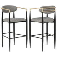 Tina - Metal Pub Height Bar Stool With Upholstered Back And Seat (Set of 2)