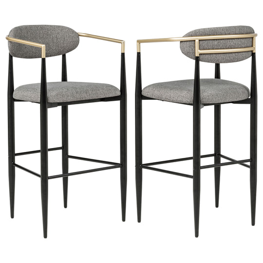 Tina - Metal Pub Height Bar Stool With Upholstered Back And Seat (Set of 2)
