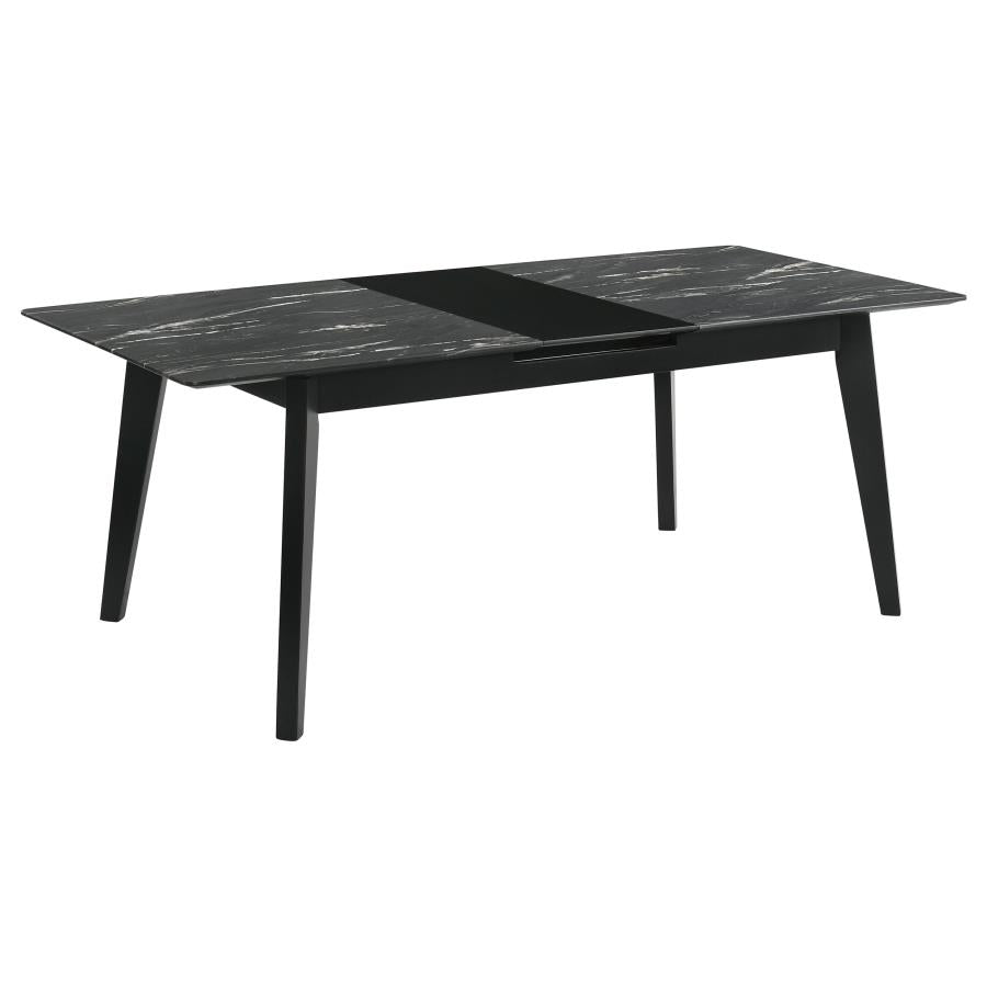 Crestmont Extension Dining Table Faux Marble Black