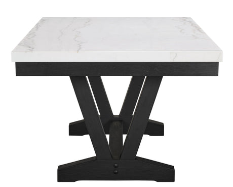 Varley - Genuine Marble Dining Table - Charcoal & White by Crown Mark | Bel Furniture