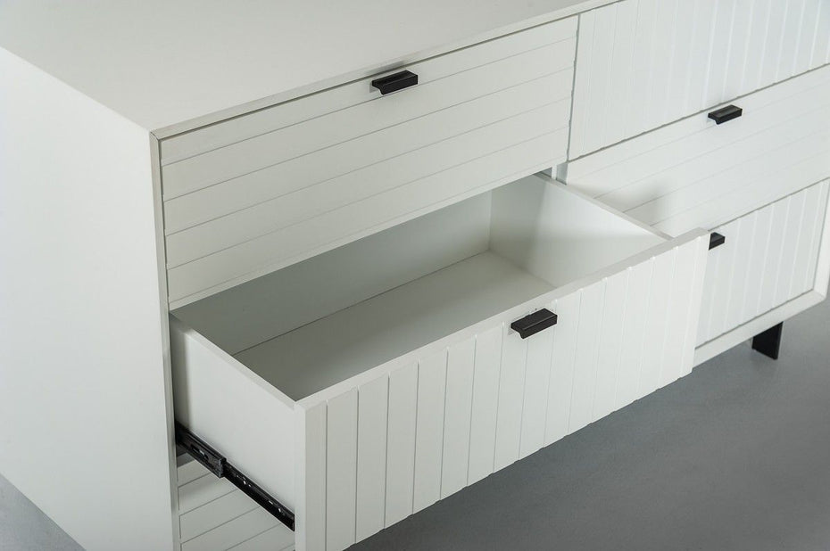 Six Drawer, Double Dresser - White / Black