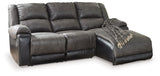 Nantahala - Reclining Sectional With Chaise Dark Gray 3-Piece Reclining Sectional with Right-Arm Facing Chaise by Signature Design by Ashley® | Bel Furniture