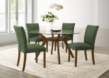 Paxton - Round Glass Top Wood Dining Table - Nutmeg