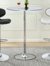 Thea - Round Glass Top LED Bistro Bar Table - Chrome