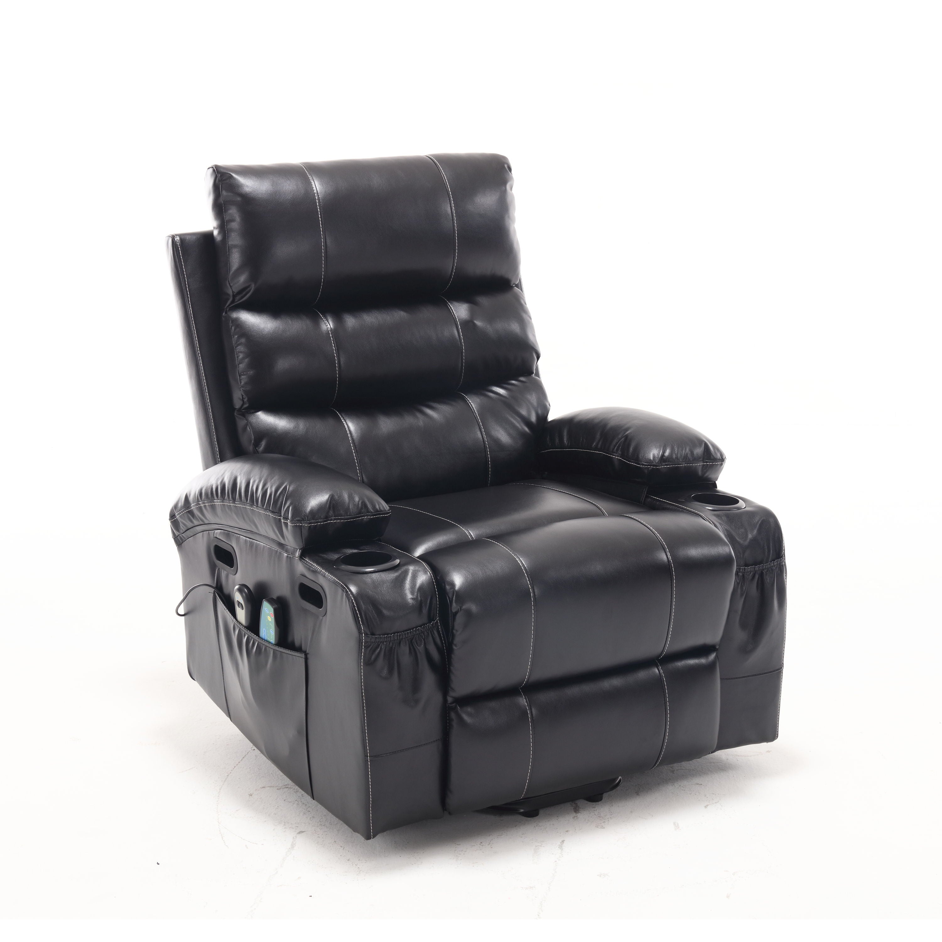 Large Size Electric Power Lift Recliner Chair Sofa For Elderly, 8 Point Vibration Massage And Lumber Heat, Remote Control, Side Pockets And Cup Holders