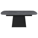Potero - Faux Marble Extension Leaf Dining Table - Black