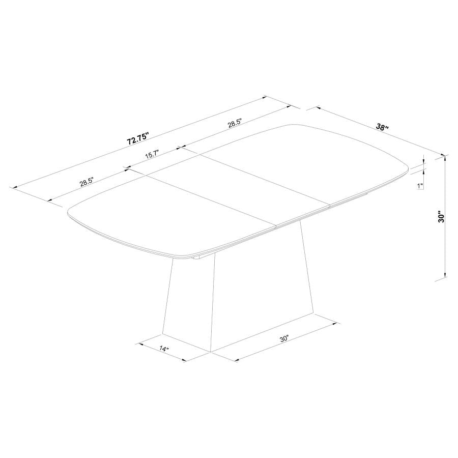 Potero - Faux Marble Extension Leaf Dining Table - Black