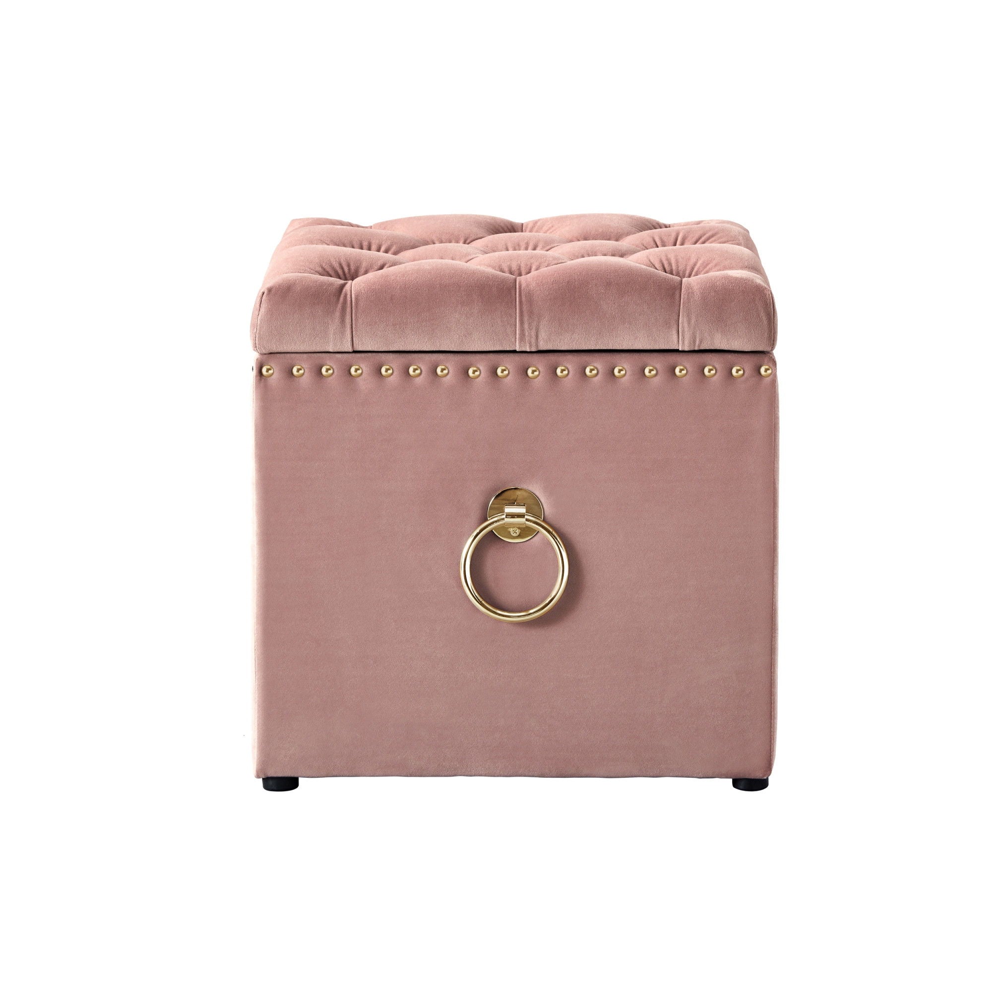 Velvet Tufted Storage - Blush / Black