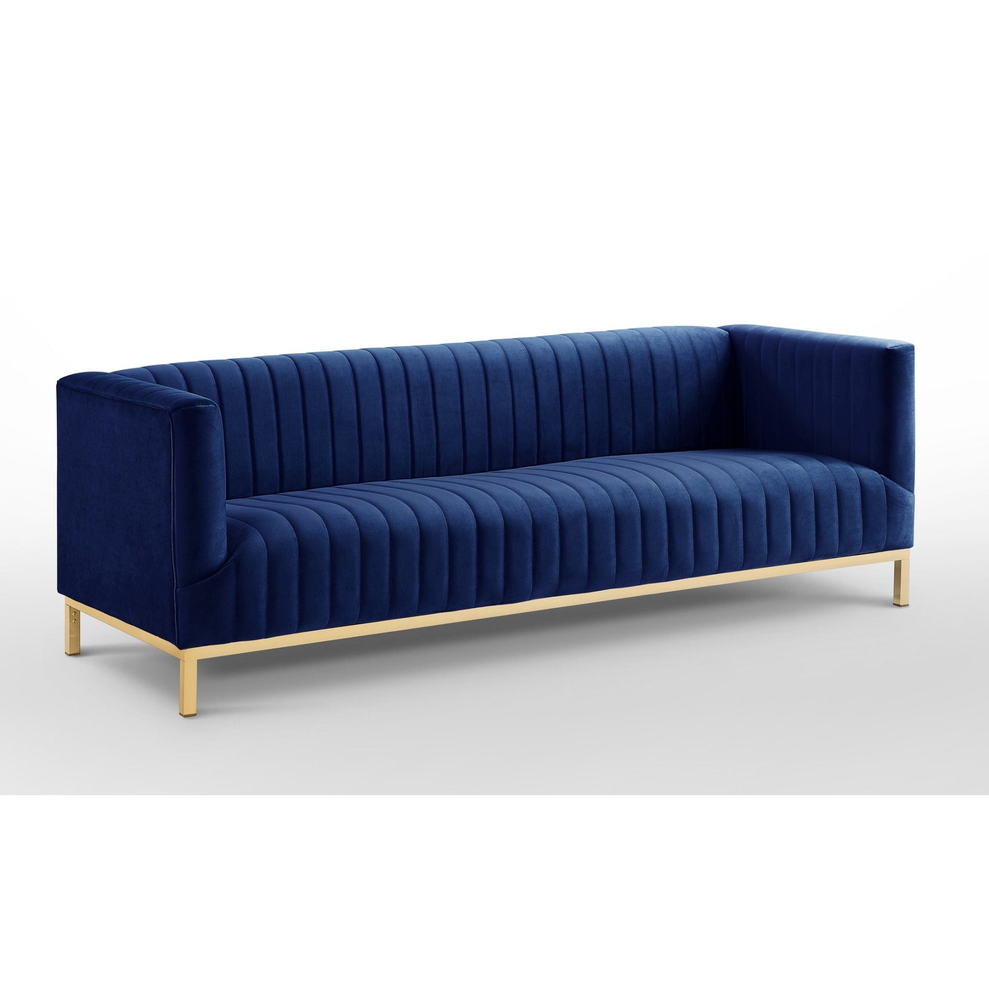 Velvet Sofa With Gold Legs - Navy Blue