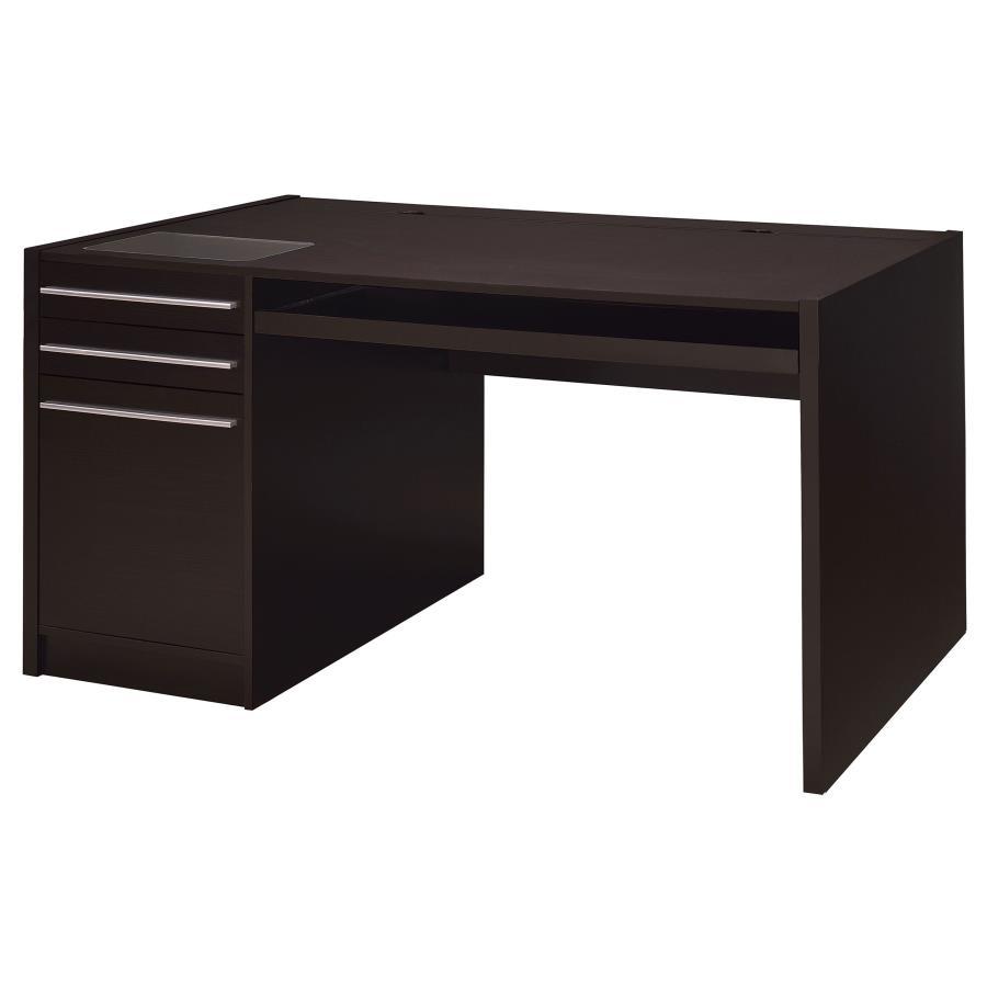 Halston - Office Computer Desk Dark Brown 60"W x 30"D x 30.75"H by CoasterEveryday | Bel Furniture