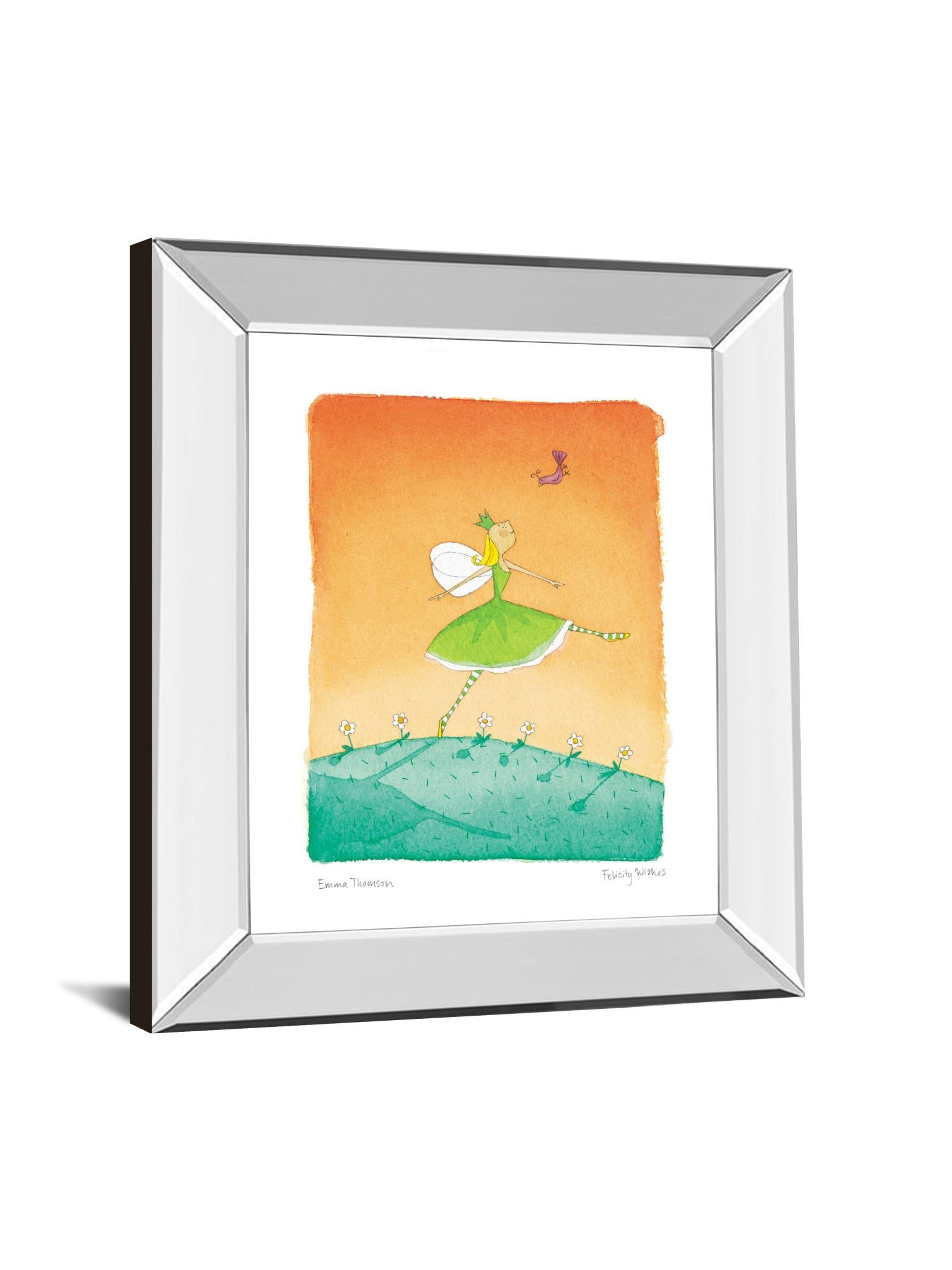 Felicity Wishes IV By Emma Thomson - Mirror Framed Print Wall Art - Orange