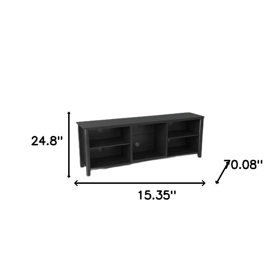 Open Shelving TV Stand With Bookcase - Black