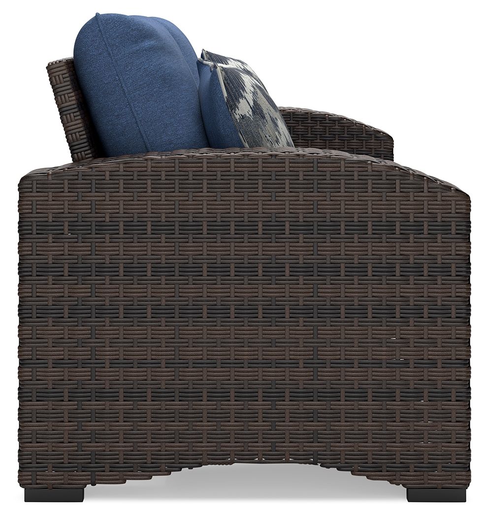 Windglow - Blue / Brown - Loveseat With Cushion