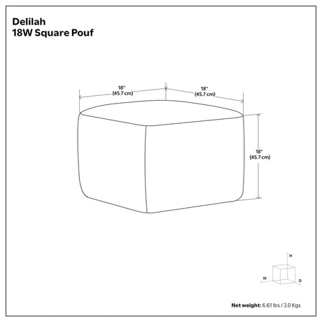 Delilah - Square Woven Pouf - Natural - view 3