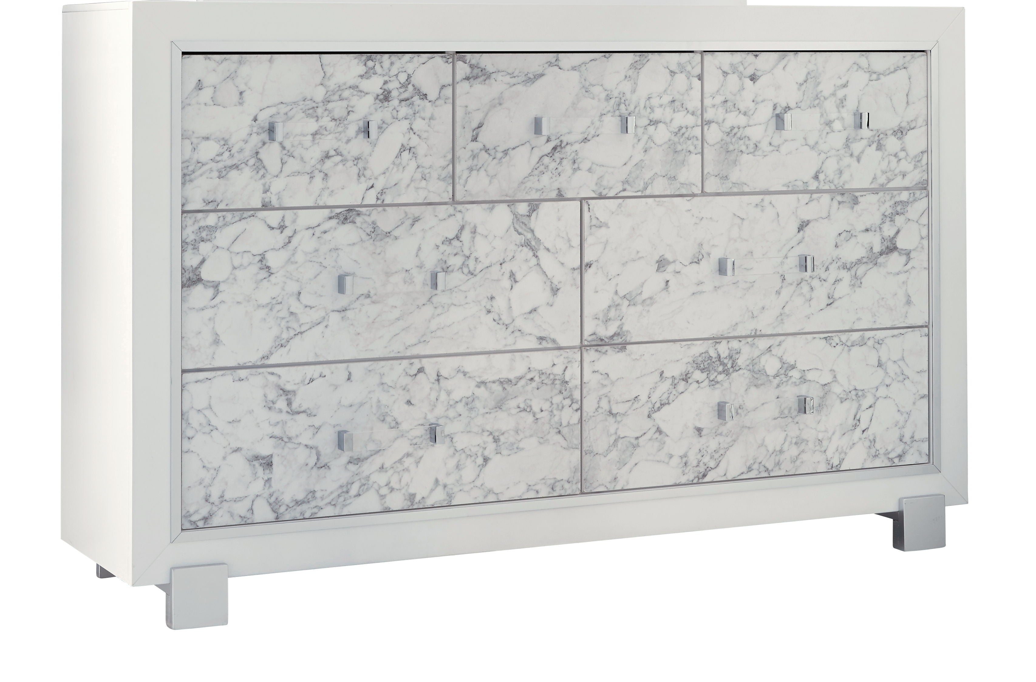 Skye - Marble Dresser - White