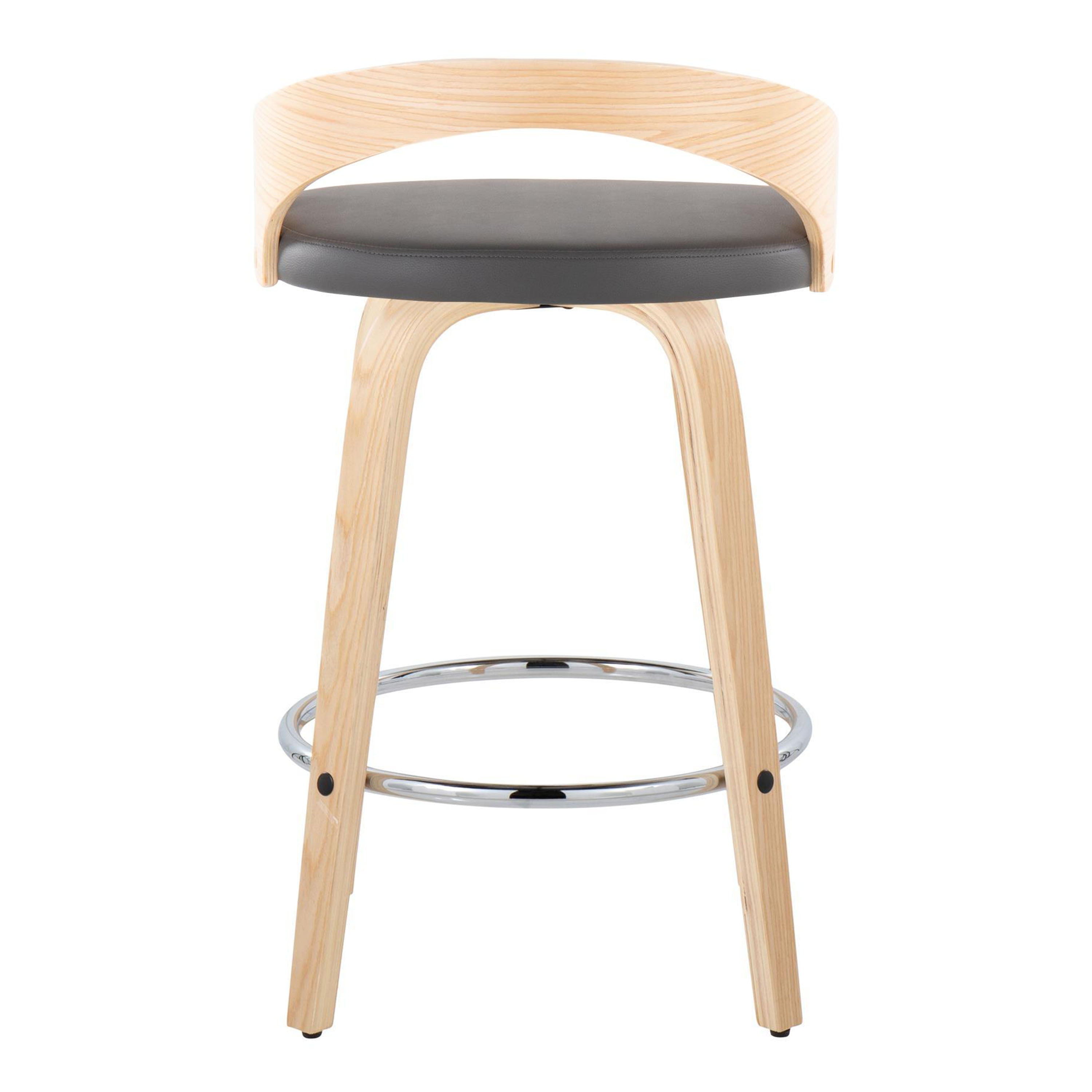 Grotto - Contemporary Fixed Height Counter Stool With Swivel With Round Footrest (Set of 2)