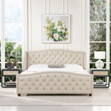 Fontana - Handcrafted Wingback Upholstered Platform Bed Frame by Jennifer Taylor Home | Bel Furniture