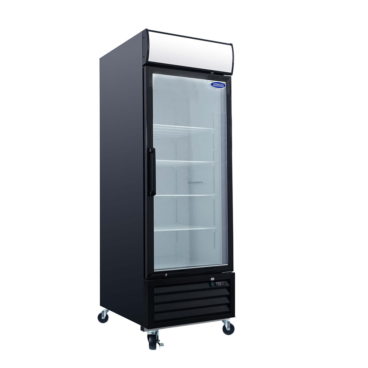 Glass Door Merchandiser Freezer Swing Door Commercial Reach-In Display Freezers With LED Top Panel Upright Freeze Storage