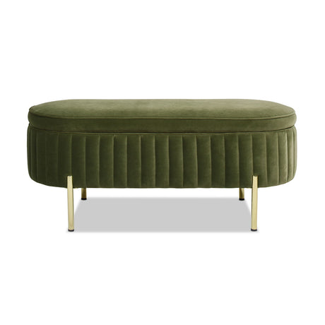 Chloe - Modern Glam Storage Bench - Olive Green by Jennifer Taylor Home | Bel Furniture